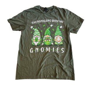Shenanigans With My Gnomies T-Shirt Shamrock St Patricks Day Green Mens Medium